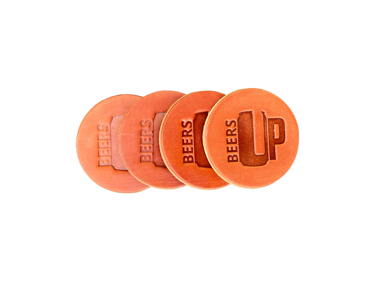 Beers Up Leather Coaster - 4 pack